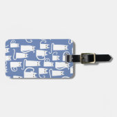 Fun White Cat on Blue Gepäckanhänger (Vorderseite horizontal)