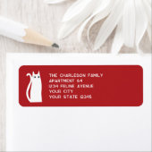 Fun White Cat Red Rücksendeadresse (Insitu)