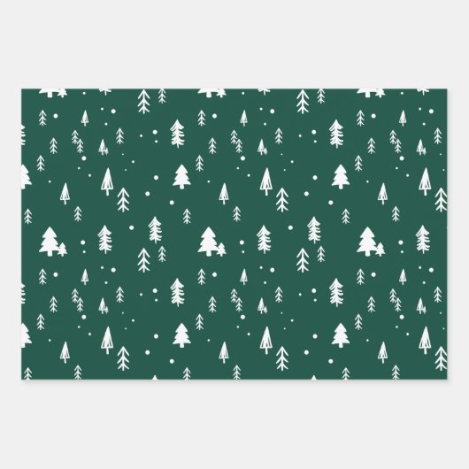 Fun White Christmas Tree Muster Geschenkpapier Set (Vorderseite)