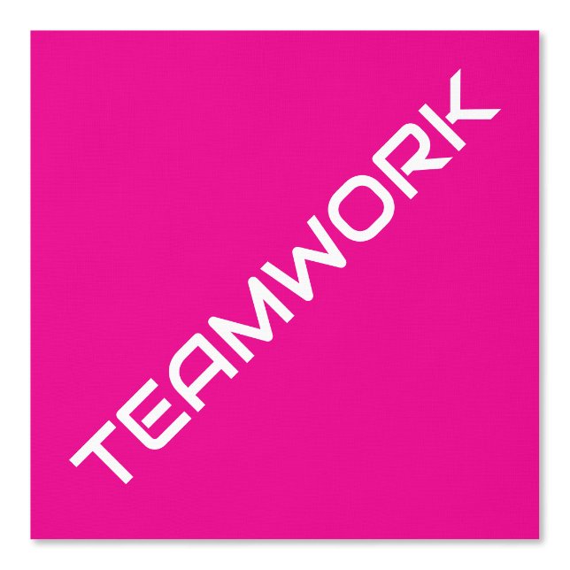 Fun-White-Diagonal-TEAMWORTText auf Hot-Pink Tapete (Vorderseite)