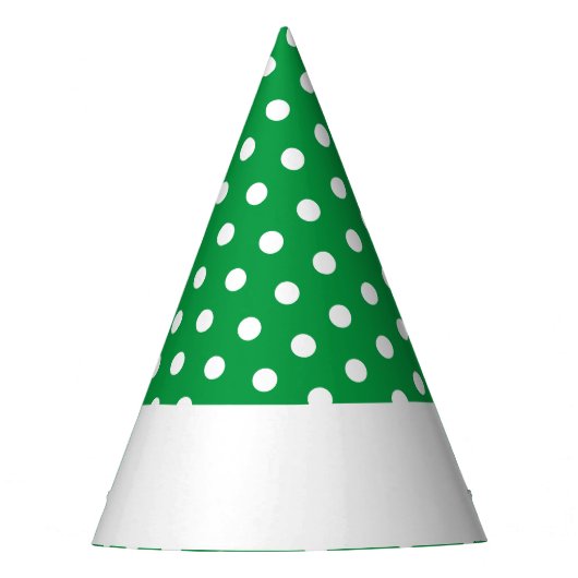 Fun White Dots Rim Stripe Kelly Green Hintergrund Partyhütchen (Vorderseite)