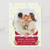 Fun White Frohe Weihnachts-Schnee Globe Fotokarte Einladung (Vorne/Hinten)