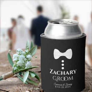 Fun White Krawatte Groom Wedding Foam kann kühler Dosenkühler