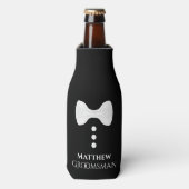 Fun White Krawatte Trauzeuge Hochzeitsflasche Cool Flaschenkühler (Flaschenvorderseite)