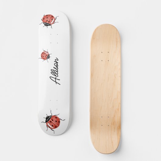 Fun White Ladybug Skateboard (Vorderseite)