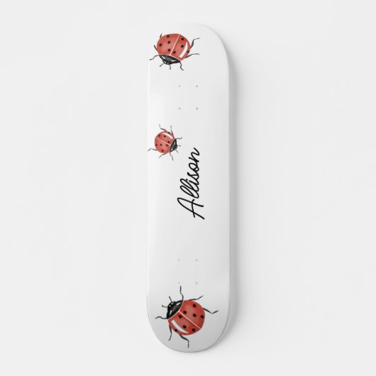 Fun White Ladybug Skateboard (Vorne)