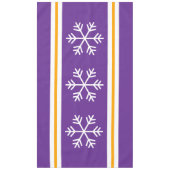 Fun White Nordic Snowflakes Royal Lila Stripes Tischdecke (Vorderseite)