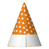 Fun White Polka Dots Rim Stripe Orange Hintergrund Partyhütchen (Rückseite)