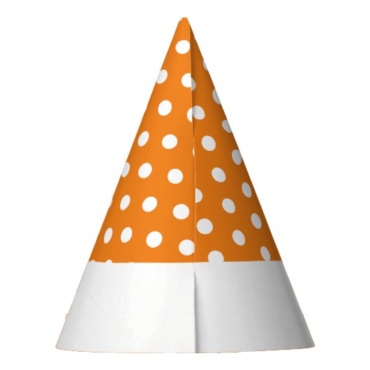 Fun White Polka Dots Rim Stripe Orange Hintergrund Partyhütchen (Rückseite)