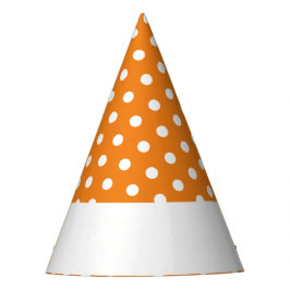Fun White Polka Dots Rim Stripe Orange Hintergrund Partyhütchen