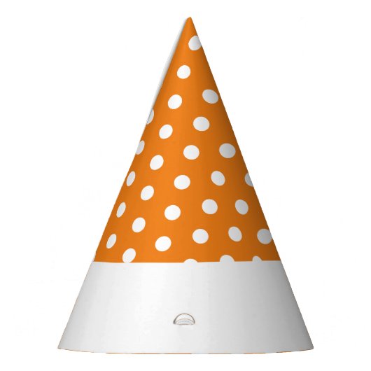 Fun White Polka Dots Rim Stripe Orange Hintergrund Partyhütchen (Links)