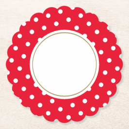 Fun White Polka Punkte auf kreisrunden, hellen rot Untersetzer