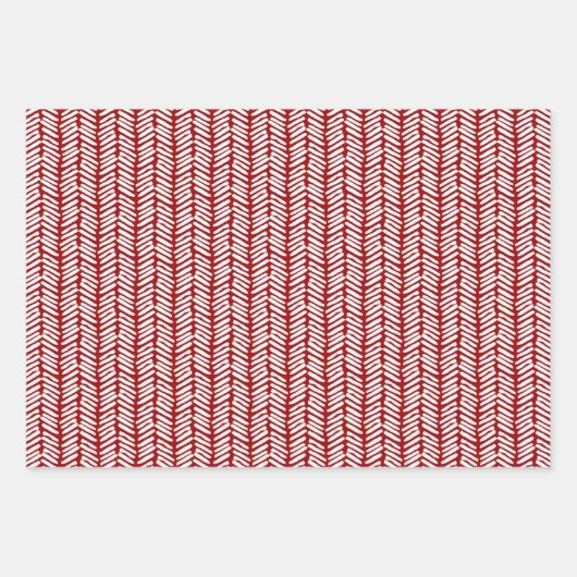 Fun White Polka zeigt Zickzack Streifen auf dunkel Geschenkpapier Set (Vorderseite 3)