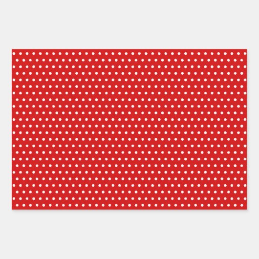 Fun White Polka zeigt Zickzack Streifen auf Rot Geschenkpapier Set (Vorderseite)