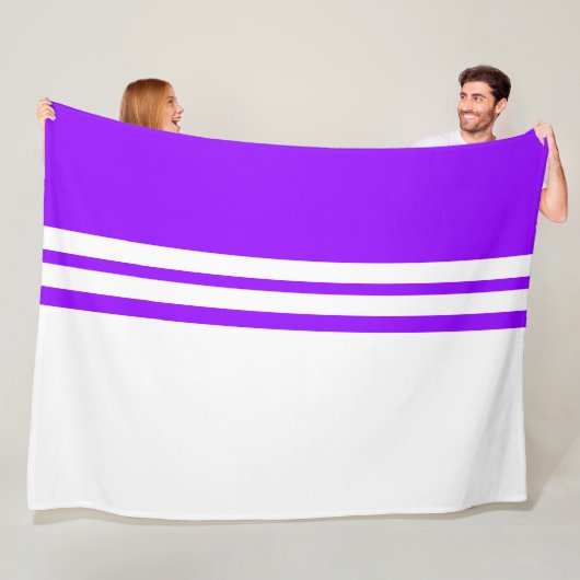 Fun White Racing Stripes Heller Lila Farbblock Fleecedecke (Beispiel)