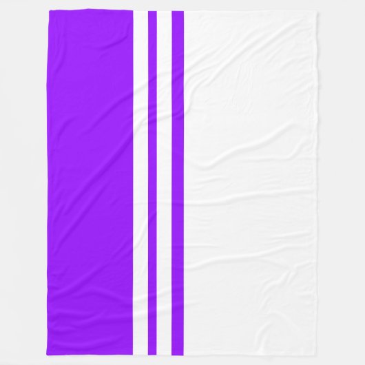 Fun White Racing Stripes Heller Lila Farbblock Fleecedecke (Vorderseite)
