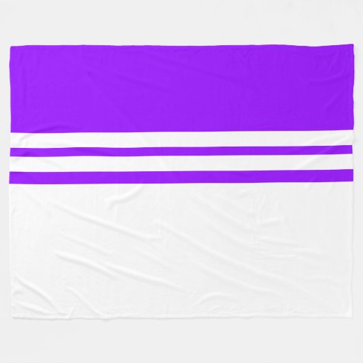 Fun White Racing Stripes Heller Lila Farbblock Fleecedecke (Vorderseite (Horizontal))