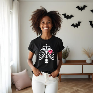 Fun White Skeleton Rib Knochen & Herz Halloween Tri-Blend Shirt