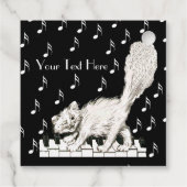 Fun White Winking Cat Fluffy Schwanz auf Klavierta Geschenkanhänger (Rückseite)