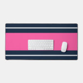 Fun Wide Bold Rosa White Navy Blue Racing Streifen Schreibtischunterlage (Tastatur & Maus)
