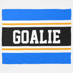 Fun Wide Bright Blue Black GOALIE Racing Streifen Fleecedecke