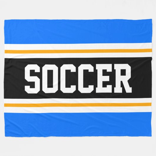 Fun Wide Bright Blue Black SOCCER Racing Streifen Fleecedecke (Vorderseite (Horizontal))