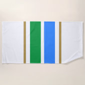 Fun Wide Bright Blue Green White Racing Streifen Strandtuch (Vorderseite)