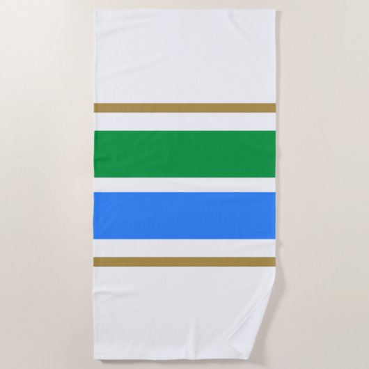 Fun Wide Bright Blue Green White Racing Streifen Strandtuch (Vorderseite)