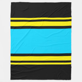 Fun Wide Bright Blue Yellow Black Racing Streifen Fleecedecke