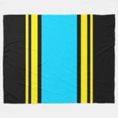 Fun Wide Bright Blue Yellow Black Racing Streifen Fleecedecke (Vorderseite (Horizontal))