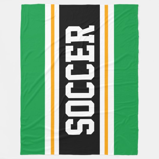 Fun Wide Bright Green Black SOCCER Racing Streifen Fleecedecke (Vorderseite)