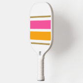 Fun Wide Bright Pink Golden Yellow Racing Streifen Pickleball Schläger (Links)