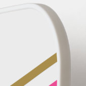 Fun Wide Bright Pink Golden Yellow Racing Streifen Pickleball Schläger (Linke Seite)