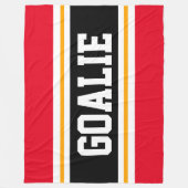 Fun Wide Bright Red Black GOALIE Racing Streifen Fleecedecke (Vorderseite)