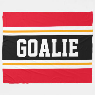 Fun Wide Bright Red Black GOALIE Racing Streifen Fleecedecke
