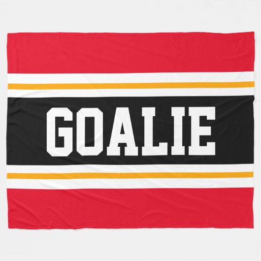 Fun Wide Bright Red Black GOALIE Racing Streifen Fleecedecke (Vorderseite (Horizontal))