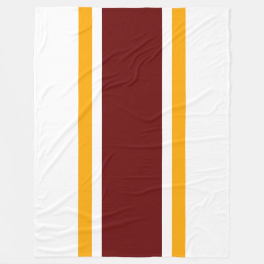 Fun Wide Deep Red Gelb Rennstreifen auf Weiß Fleecedecke (Vorderseite)