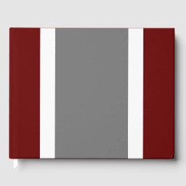 Fun Wide Gray White Racing Streifen auf dunkelrot Gästebuch