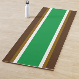 Fun Wide Kelly Green White Brown Racing Streifen Yogamatte