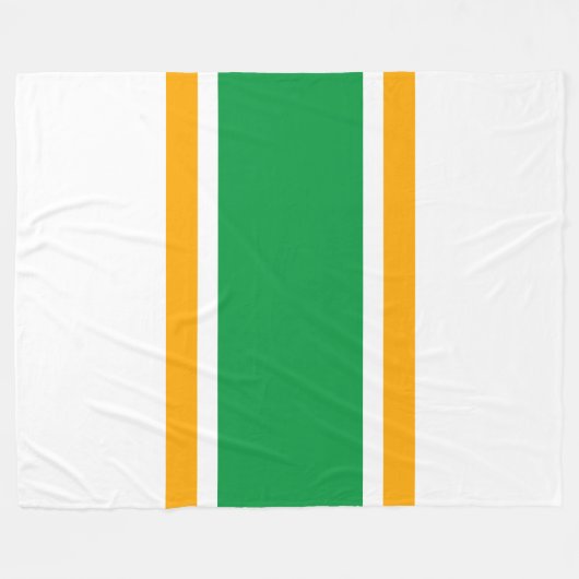 Fun Wide Kelly Green Yellow White Racing Streifen Fleecedecke (Vorderseite (Horizontal))