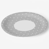 Fun Wide Light Graue weiße Dainty Dots Rim Streife Pappteller (Schrägansicht)
