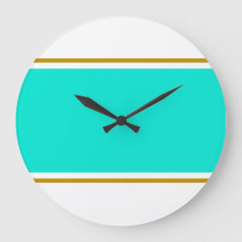 Fun Wide Retro Bright Aqua Große Wanduhr