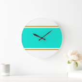 Fun Wide Retro Bright Aqua Große Wanduhr (Zuhause)