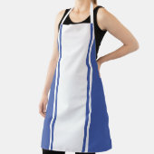 Fun Wide White Racing Stripes Summer Blue Edges Schürze (InSitu)