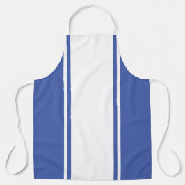 Fun Wide White Racing Stripes Summer Blue Edges Schürze