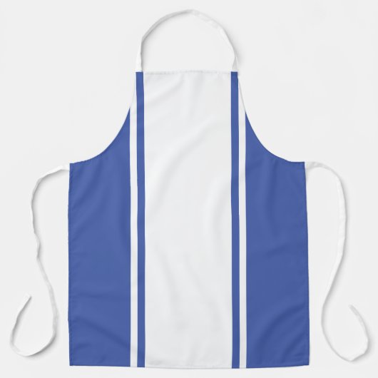 Fun Wide White Racing Stripes Summer Blue Edges Schürze (Vorderseite)