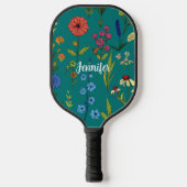 Fun Wild Blume mit bearbeitbarem Namen Pickleball Schläger (Vorderseite)