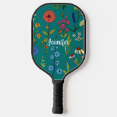 Fun Wild Blume mit bearbeitbarem Namen Pickleball Schläger (Rückseite)