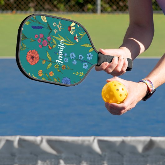 Fun Wild Blume mit bearbeitbarem Namen Pickleball Schläger (InSitu)