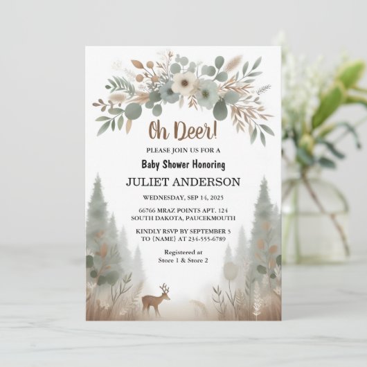 Fun Wild Mutter zu werden Wood Woodland Babydusche Einladung (Stehend Vorderseite)